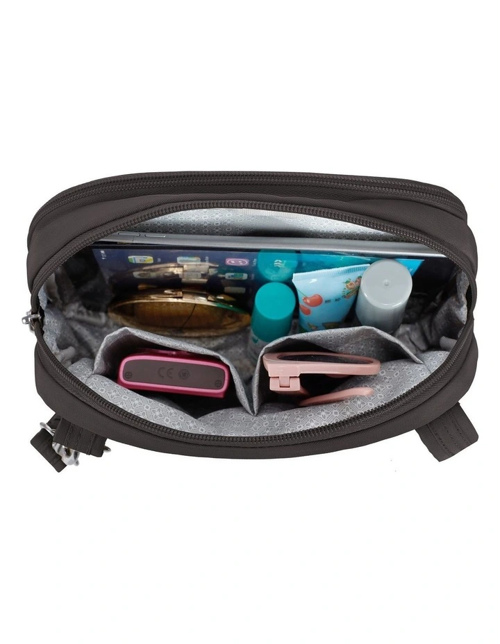 Runways Anti-Theft Tablet Double Compartment Crossbody Bag in Smoke image 4