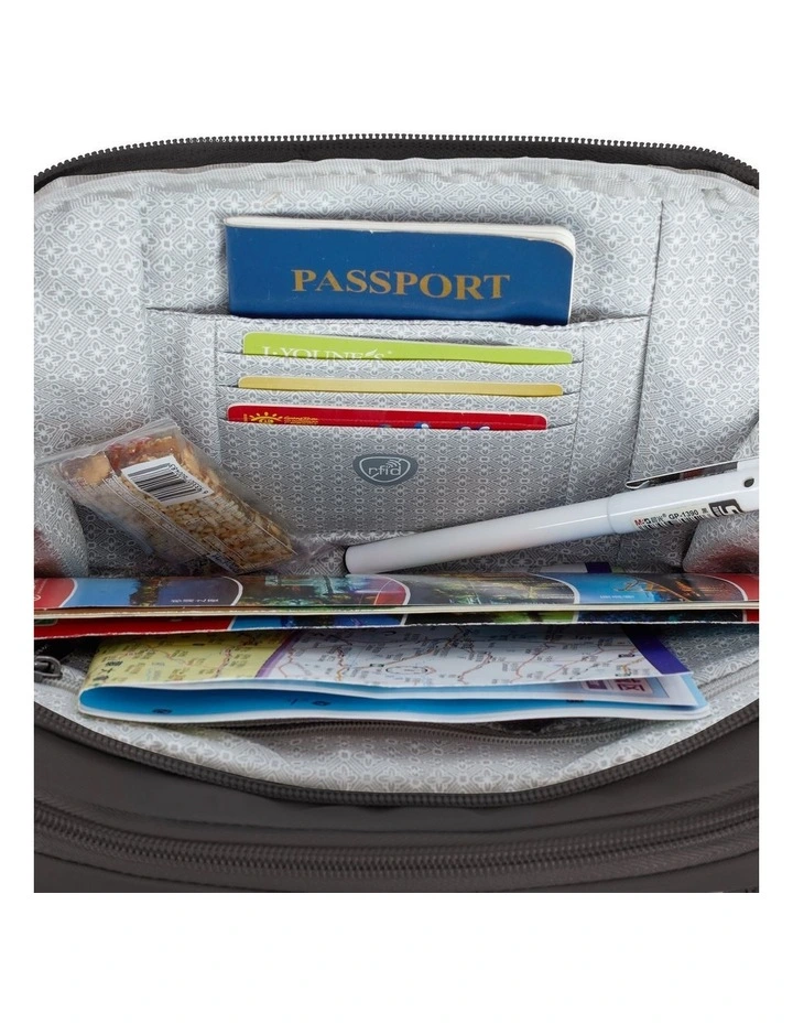 Runways Anti-Theft Tablet Double Compartment Crossbody Bag in Smoke image 5