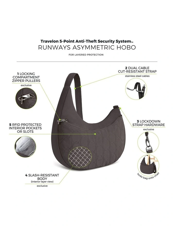Runways Anti-Theft Asymmetric Hobo Bag in Smoke image 7