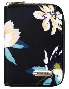 RFID Blocking Passport Zip Wallet in Midnight Floral