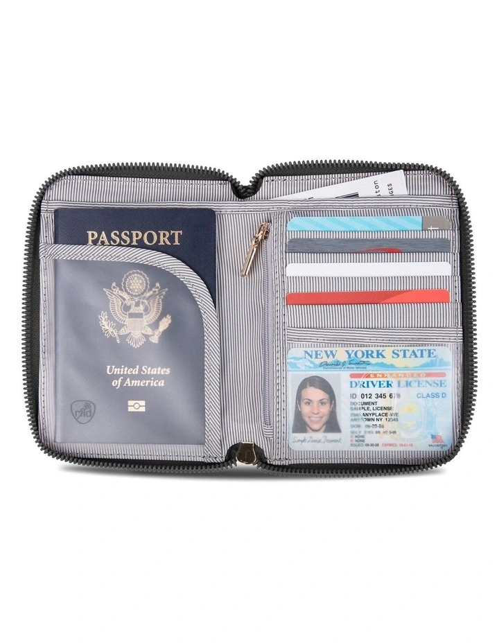 RFID Blocking Passport Zip Wallet in Midnight Floral image 3