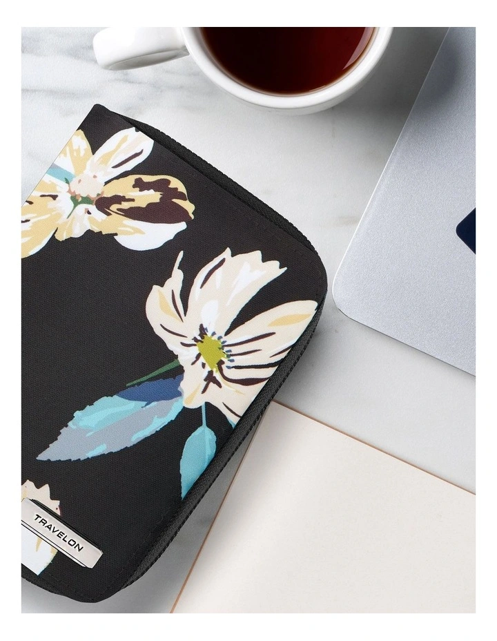 RFID Blocking Passport Zip Wallet in Midnight Floral image 4