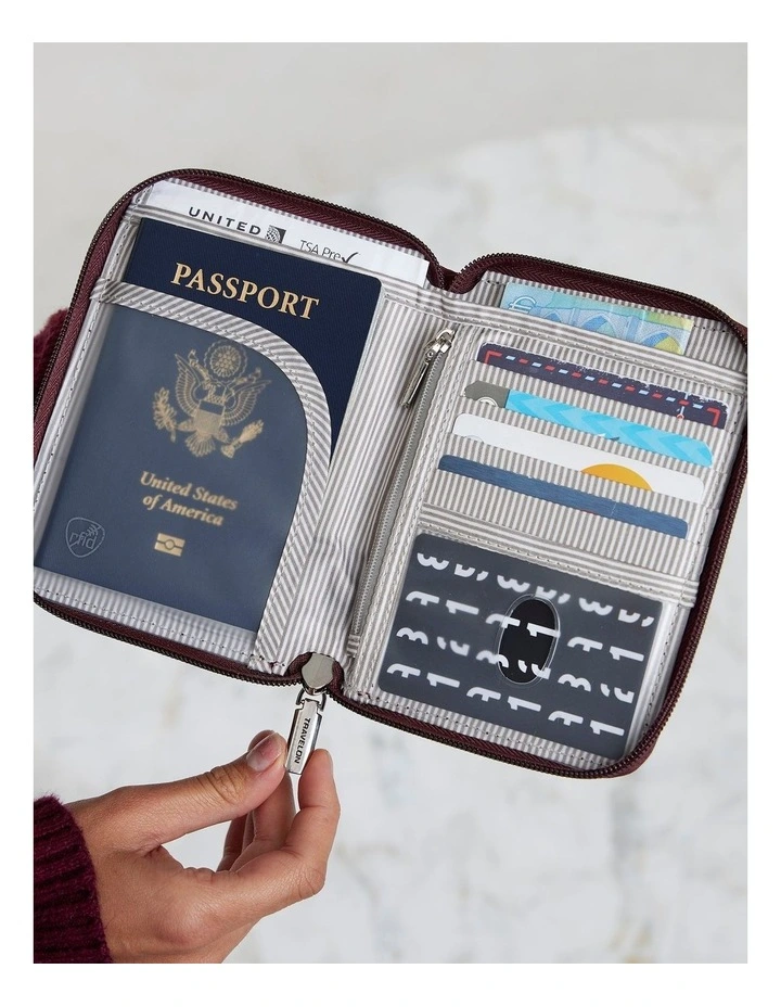 RFID Blocking Passport Zip Wallet in Midnight Floral image 5