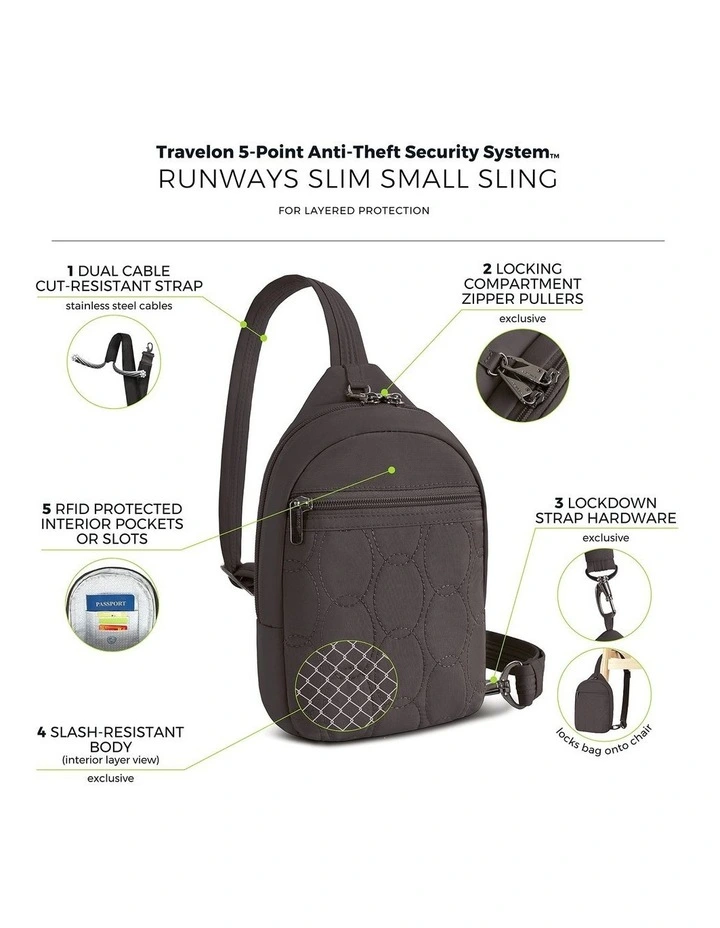 Runways Anti-Theft Small Sling Bag in Smoke image 7