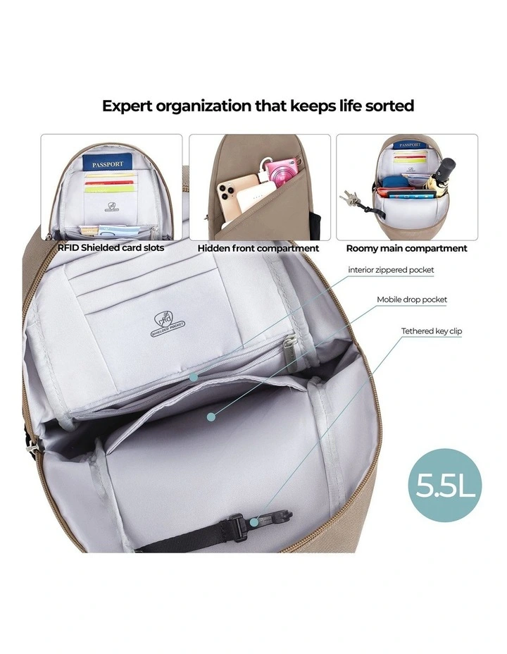 Classic Anti-Theft Sling Bag in Hazelnut image 4