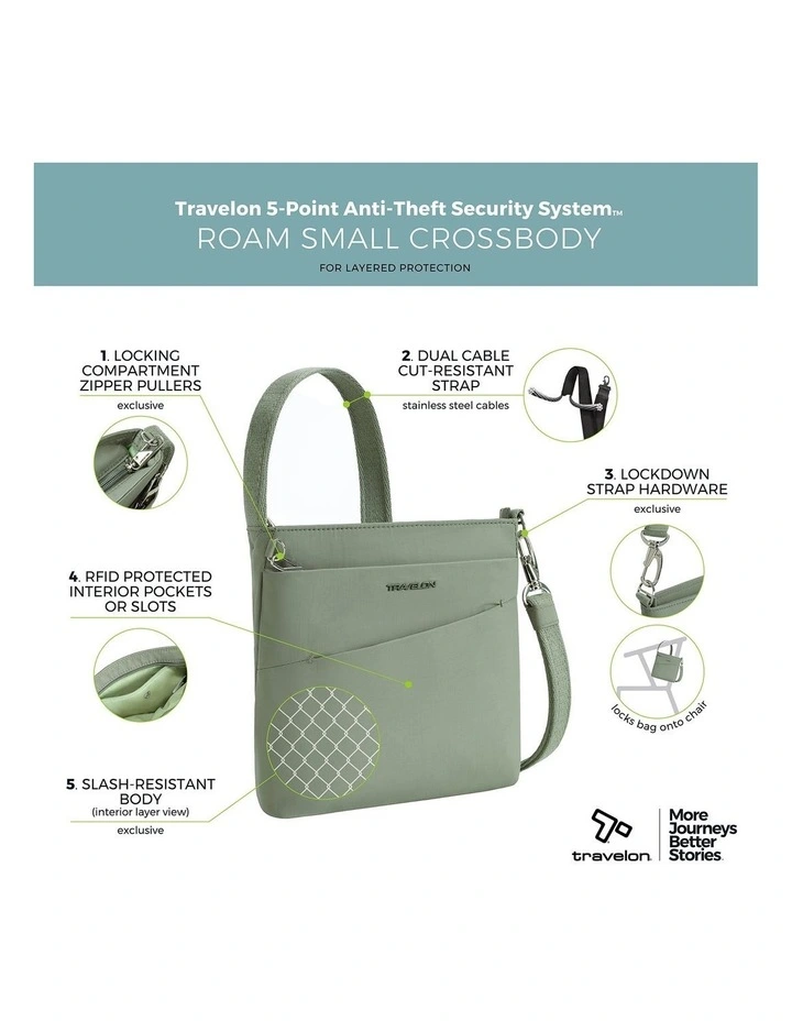 Roam Anti-Theft Small Crossbody Bag in Moss image 7