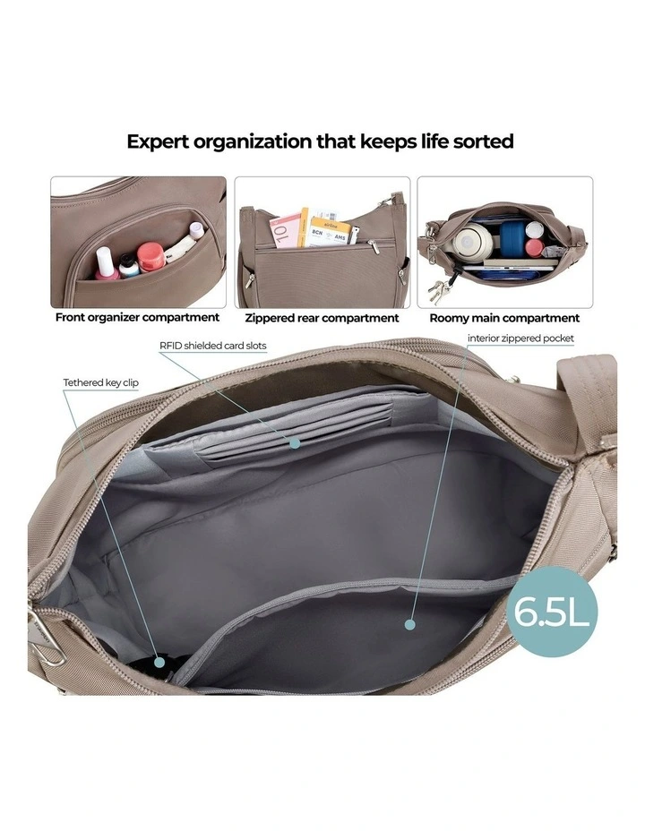 Classic Anti-Theft Crossbody Bucket Bag in Hazelnut image 4