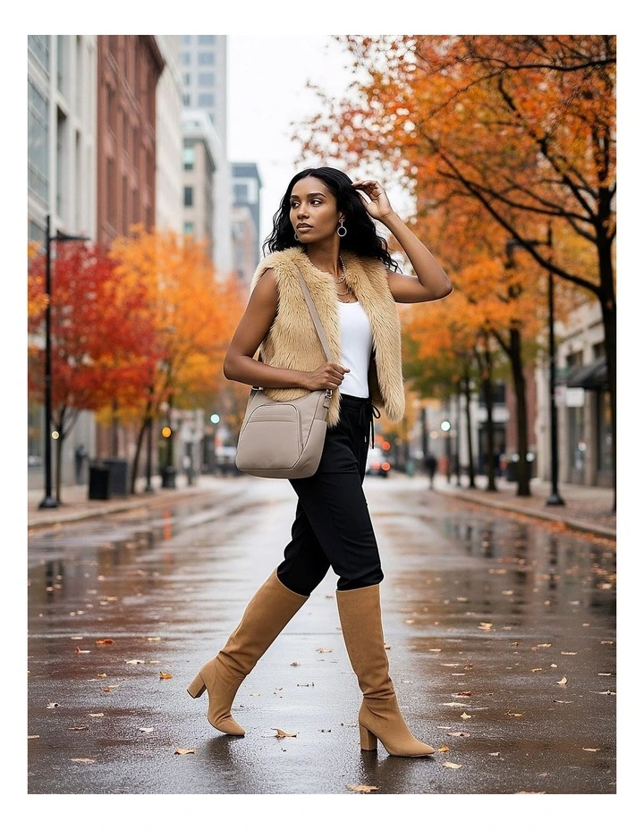 Classic Anti-Theft Crossbody Bucket Bag in Hazelnut image 6