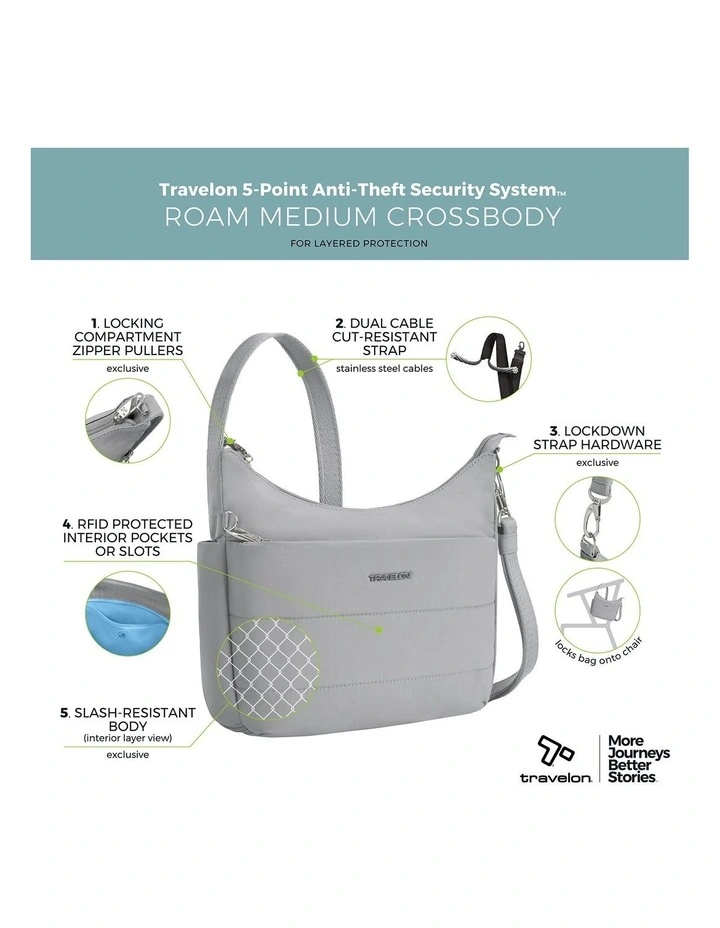 Roam Anti-Theft Medium Crossbody Bag in Glacier image 7