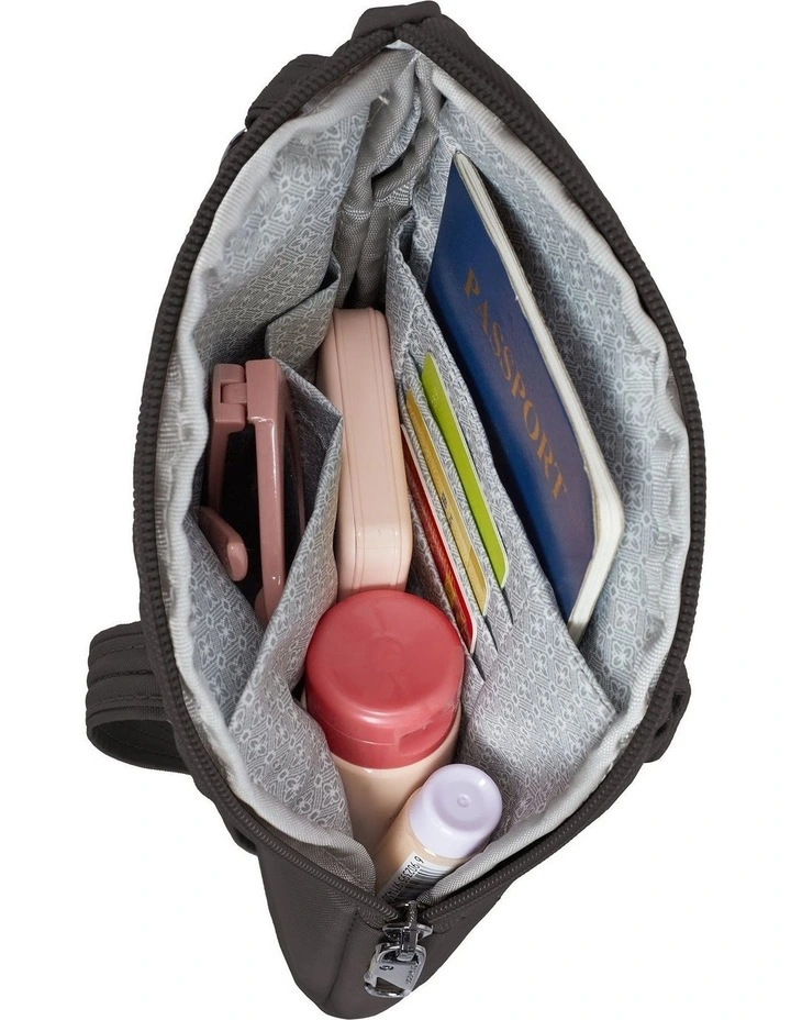 Runways Anti-Theft Slim Asymmetric Crossbody Bag in Smoke image 4