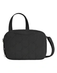Runways Anti-Theft Tablet Double Compartment Crossbody Bag in Black