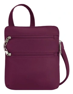 Classic Anti-Theft Slim Double Zip Crossbody Bag in Burgundy