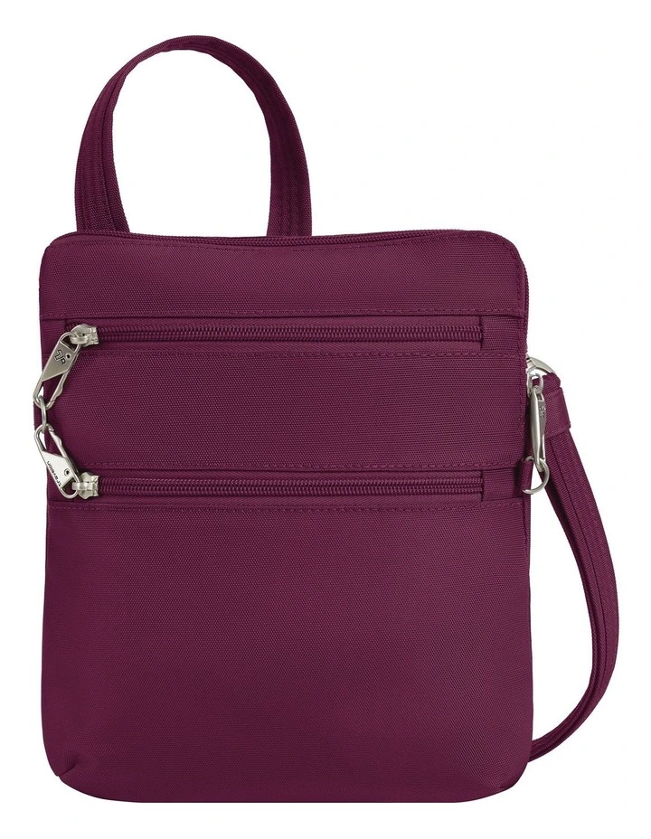 Classic Anti-Theft Slim Double Zip Crossbody Bag in Burgundy image 1