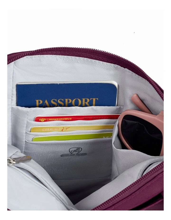 Classic Anti-Theft Slim Double Zip Crossbody Bag in Burgundy image 5