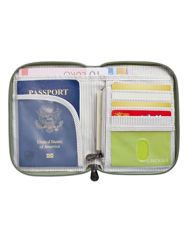 RFID Blocking Passport Zip Wallet in Moss image 3