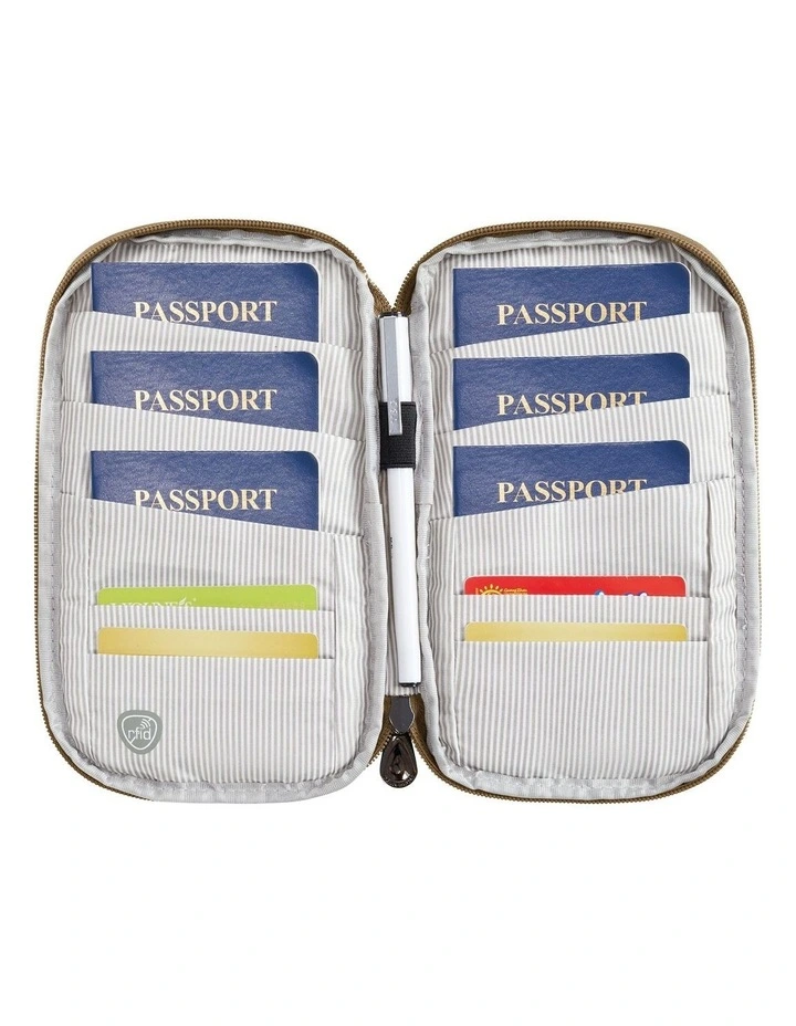 RFID Blocking Family Passport Wallet in Latte image 4