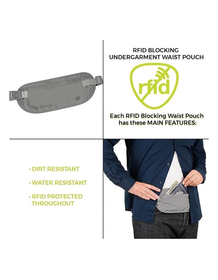 RFID Blocking Undergarment Waist Pouch in Gray image 3