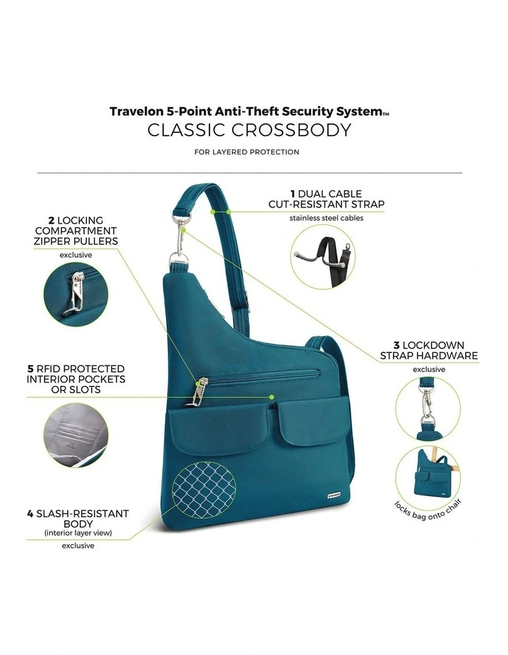 Classic Anti-Theft Crossbody Bag in Teal image 7