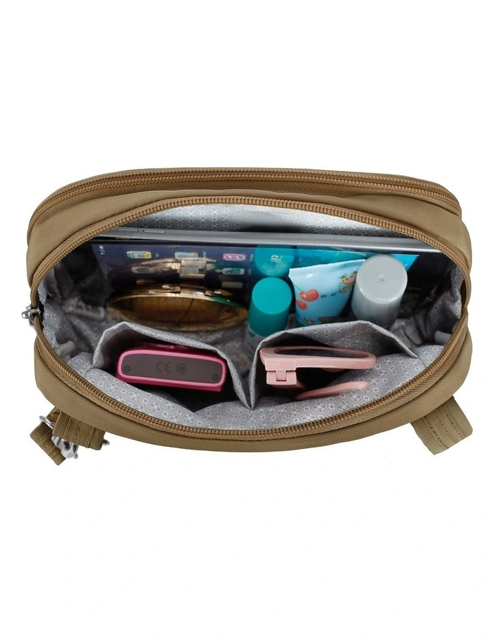 Runways Anti-Theft Tablet Double Compartment Crossbody Bag in Latte image 4