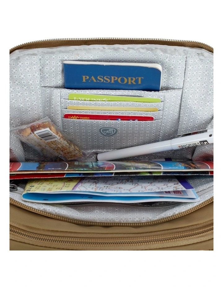 Runways Anti-Theft Tablet Double Compartment Crossbody Bag in Latte image 5