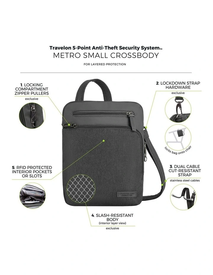 Metro Anti-Theft Small Crossbody Bag in Gray Heather image 7
