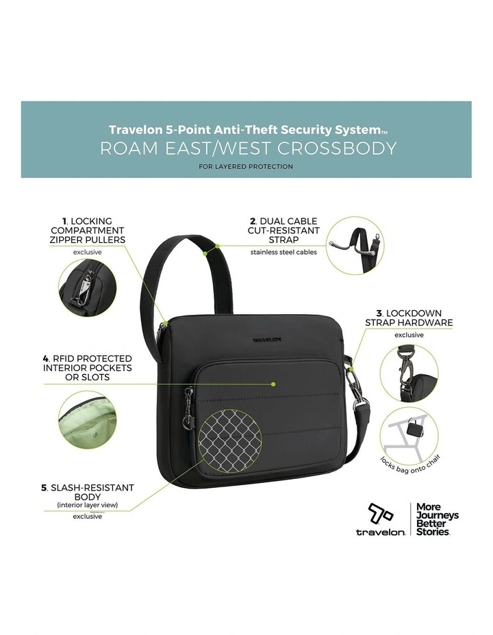 Roam Anti-Theft East/West Crossbody Bag in Black image 7