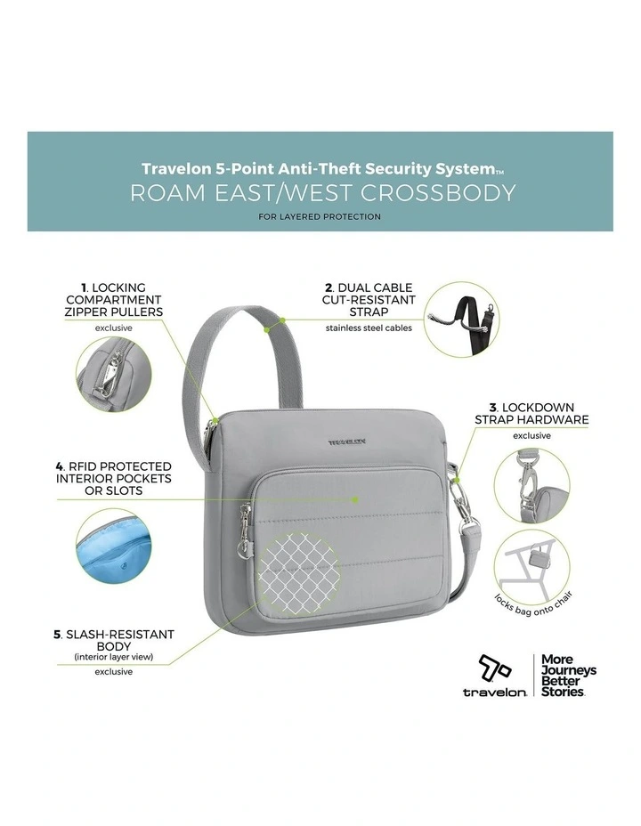 Roam Anti-Theft East/West Crossbody Bag in Glacier image 7