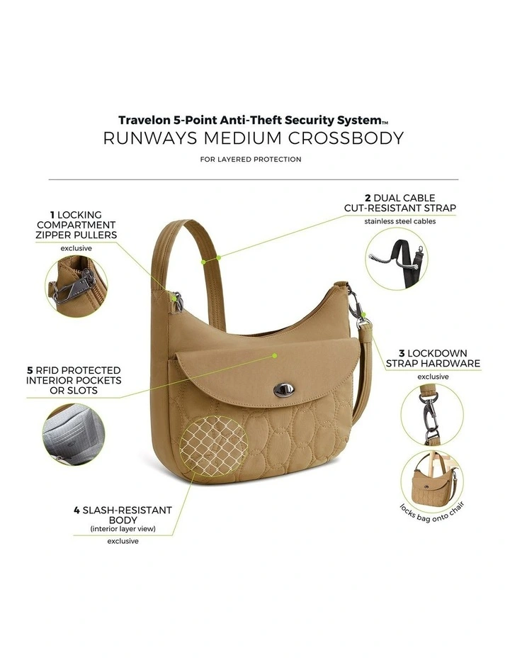 Runways Anti-Theft Medium Crossbody Bag in Latte image 7
