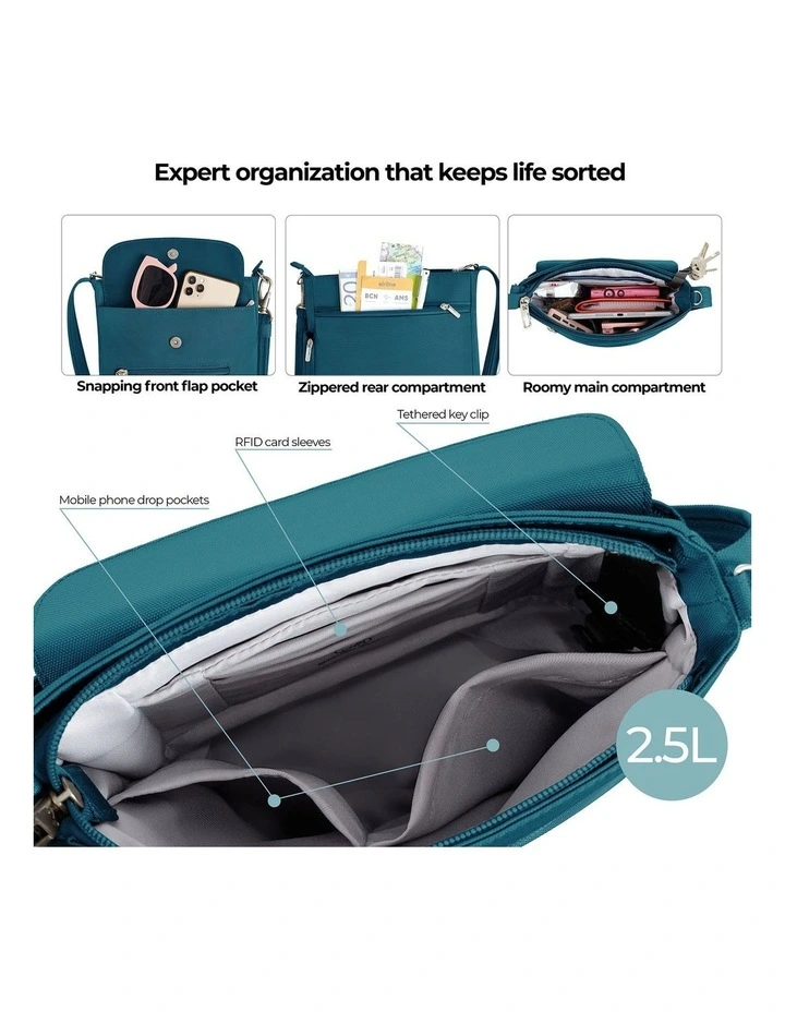 Classic Anti-Theft Mini Shoulder Bag in Teal image 4