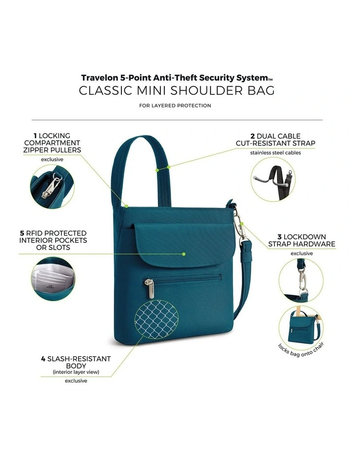 Classic Anti-Theft Mini Shoulder Bag in Teal image 7