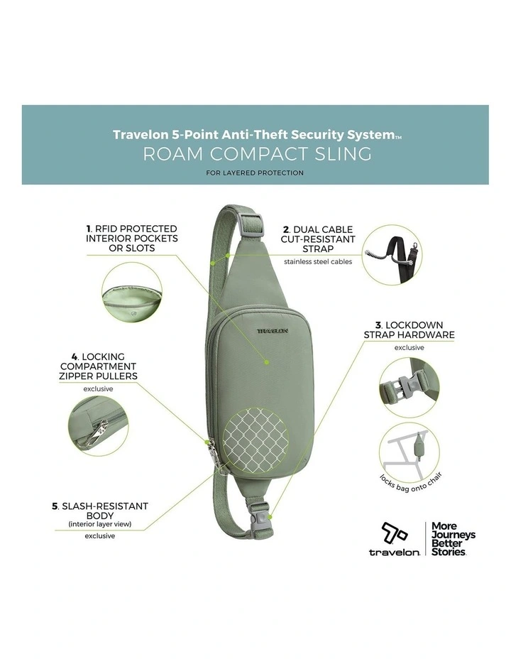 Roam Anti-Theft Compact Sling Bag in Moss image 7