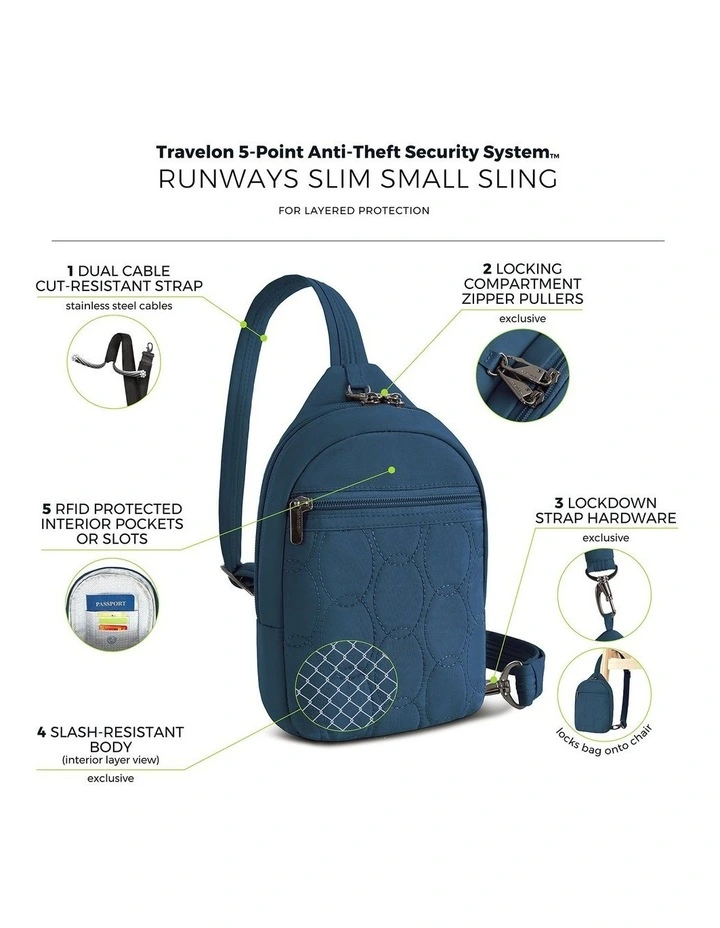Runways Anti-Theft Small Sling Bag in Ocean image 7