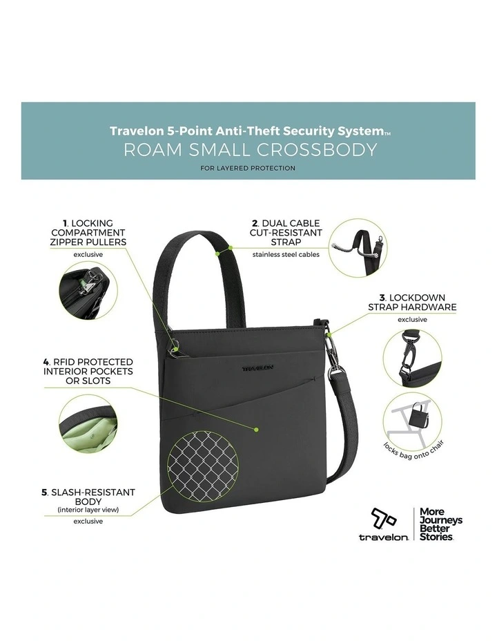 Roam Anti-Theft Small Crossbody Bag in Black image 7