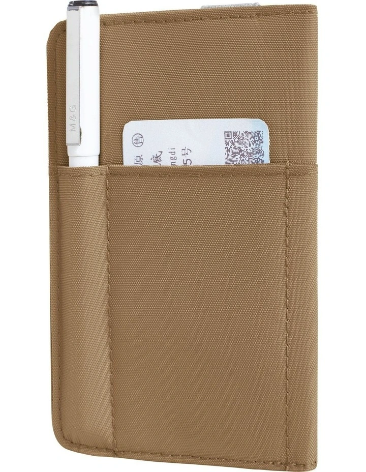 RFID Blocking Flap Passport Holder in Latte image 3