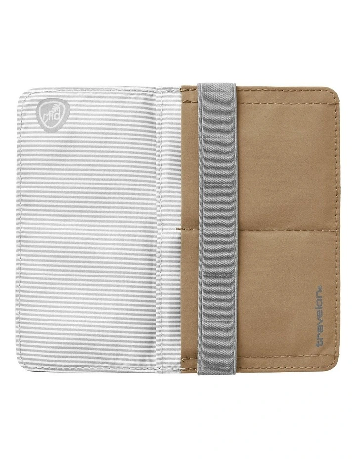 RFID Blocking Flap Passport Holder in Latte image 4