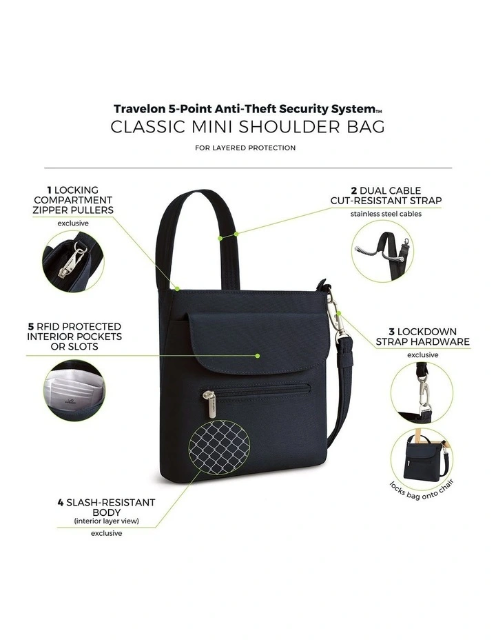 Classic Anti-Theft Mini Shoulder Bag in Midnight image 7