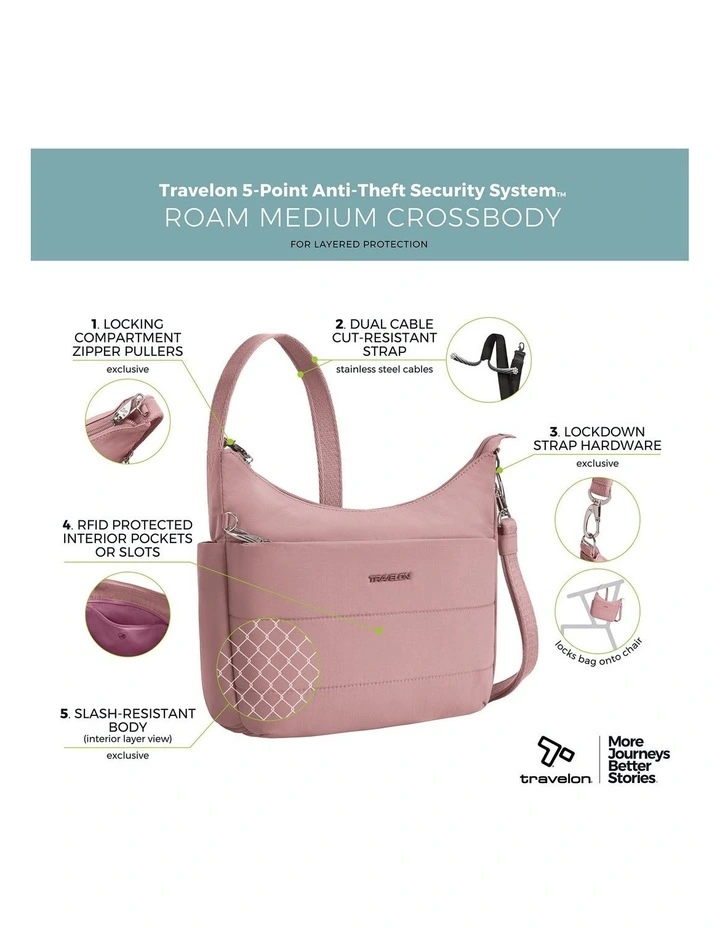 Roam Anti-Theft Medium Crossbody Bag in Desert Pink image 7