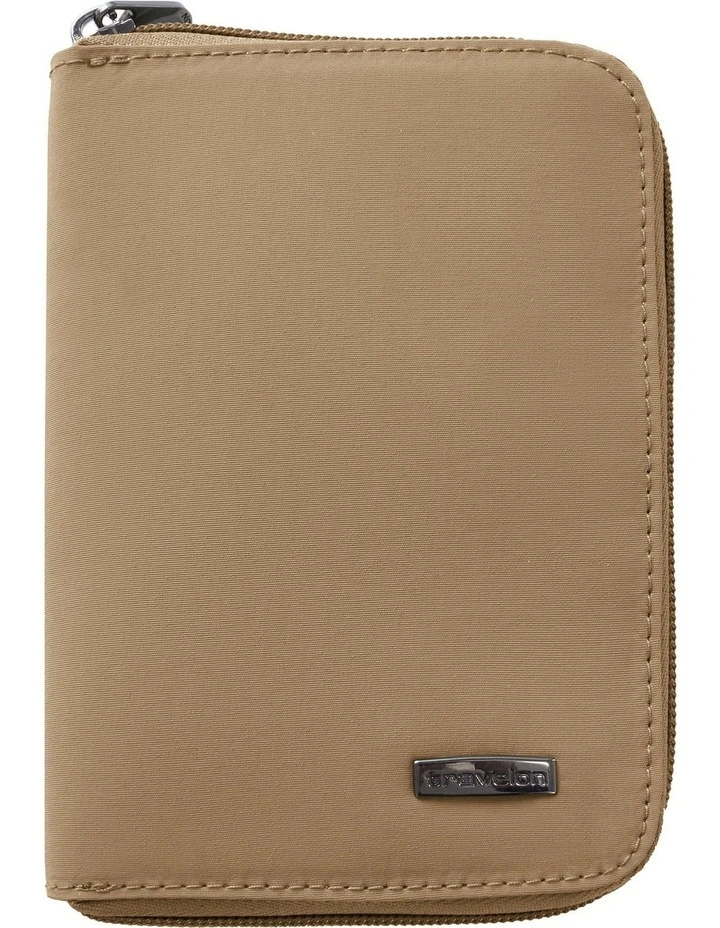 RFID Blocking Passport Zip Wallet in Latte image 1