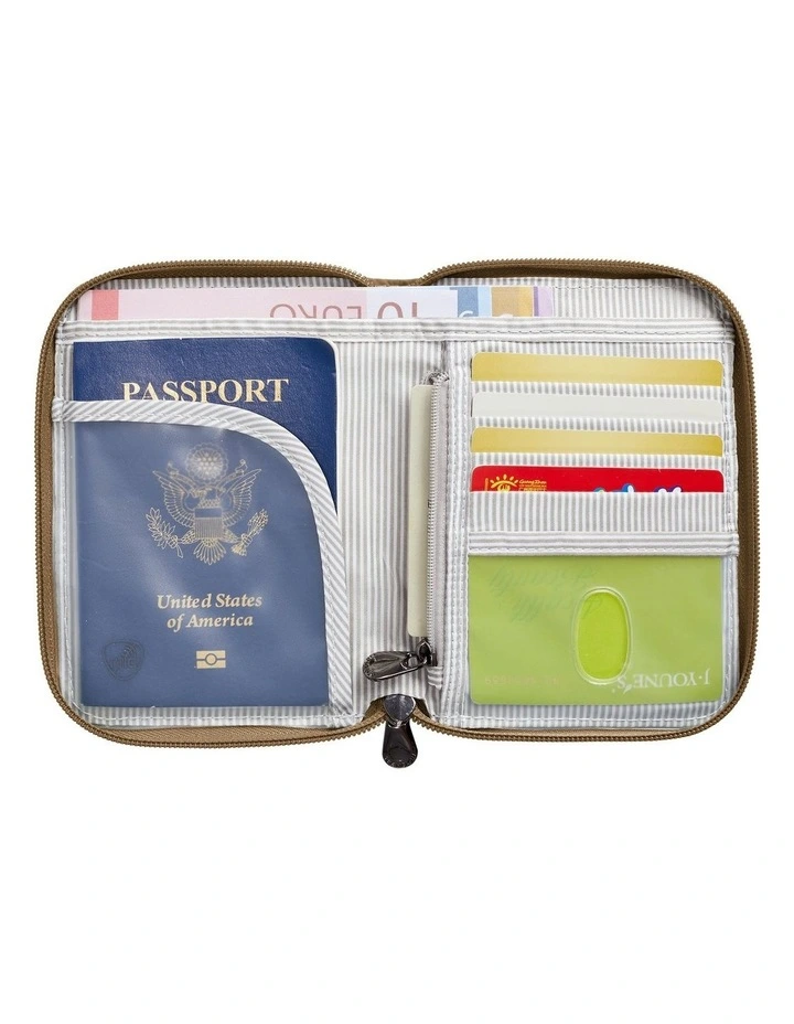 RFID Blocking Passport Zip Wallet in Latte image 3