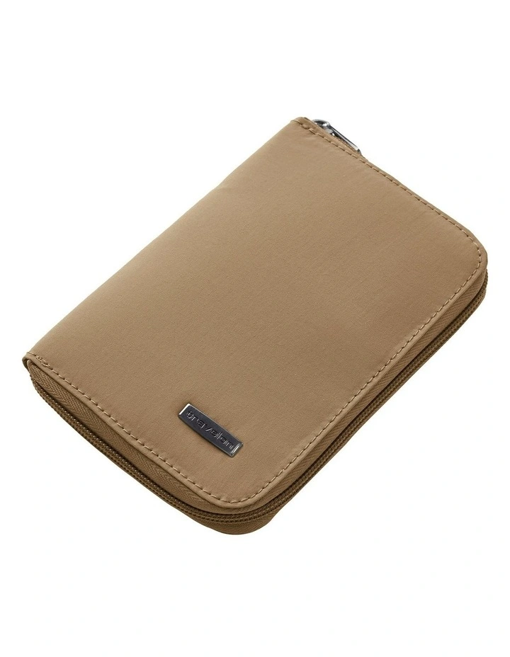 RFID Blocking Passport Zip Wallet in Latte image 4