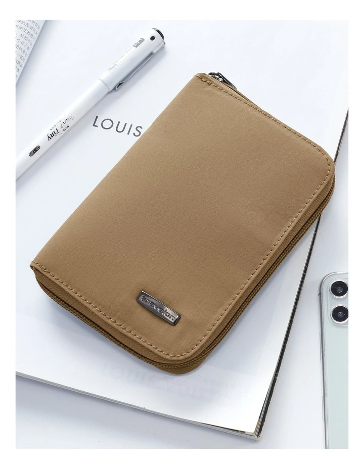 RFID Blocking Passport Zip Wallet in Latte image 6