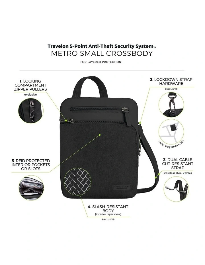 Metro Anti-Theft Small Crossbody Bag in Black image 7