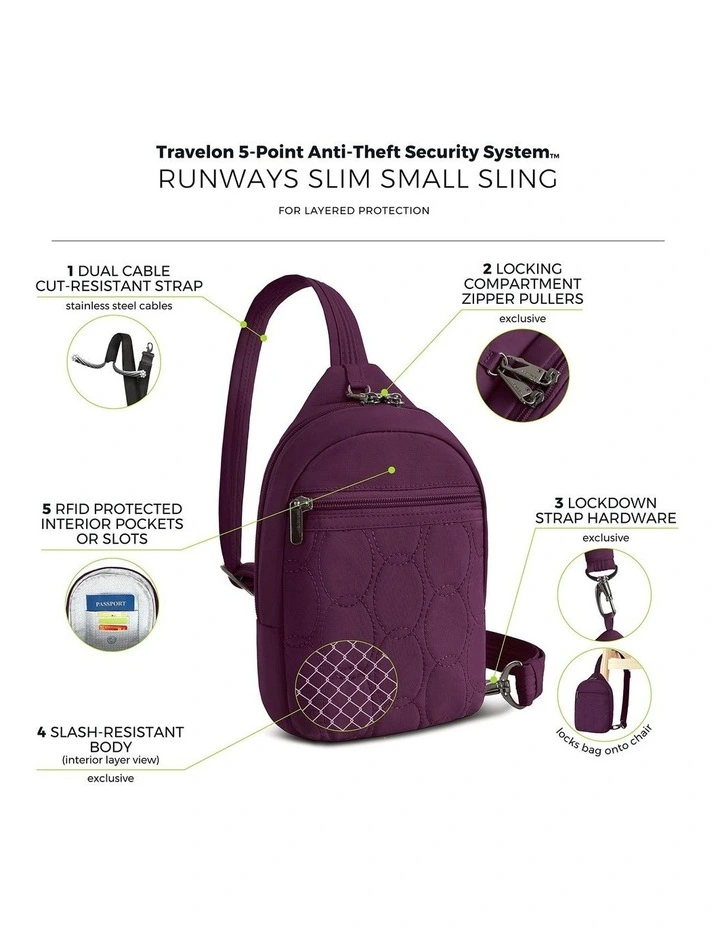 Runways Anti-Theft Small Sling Bag in Plum image 7