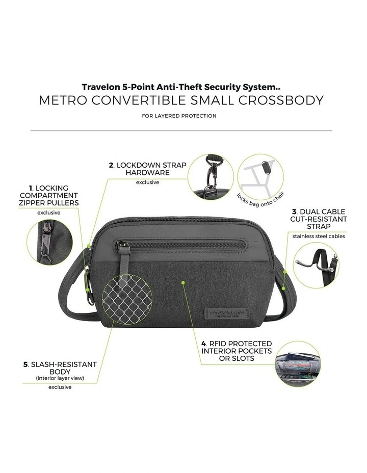 Metro Anti-Theft Convertible Small Crossbody Bag in Gray Heather image 7