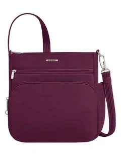 Classic Anti-Theft North/South Crossbody Bag in Burgundy
