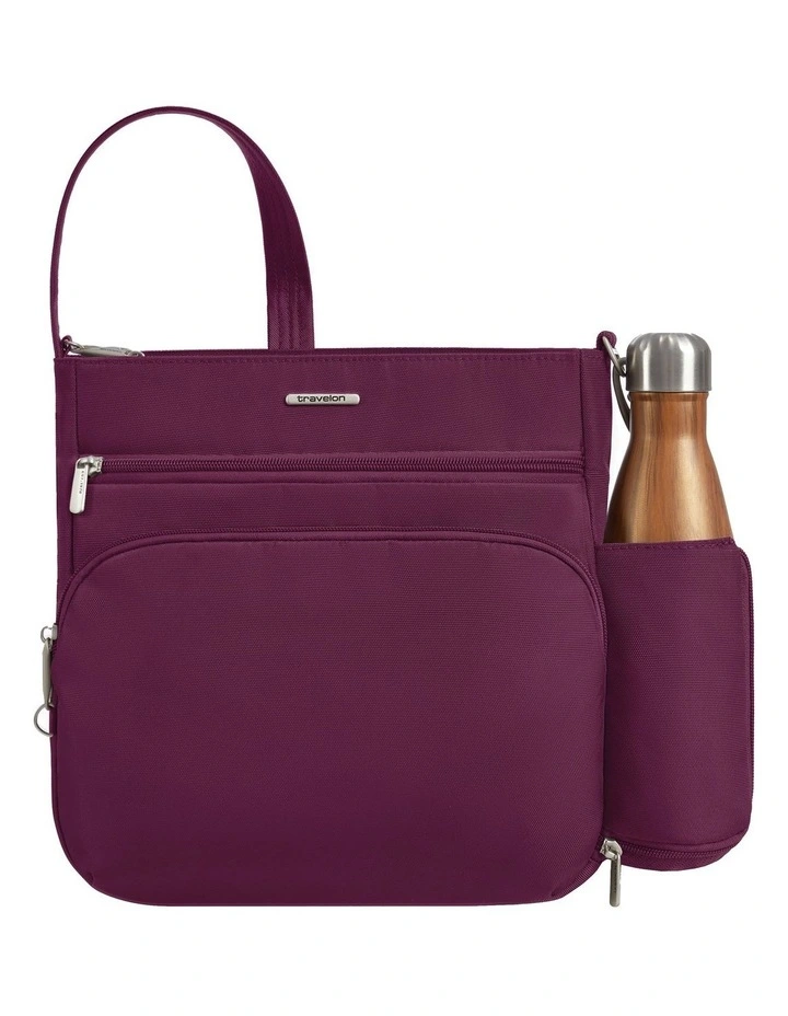Classic Anti-Theft North/South Crossbody Bag in Burgundy image 5