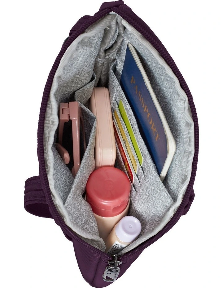 Runways Anti-Theft Slim Asymmetric Crossbody Bag in Plum image 4