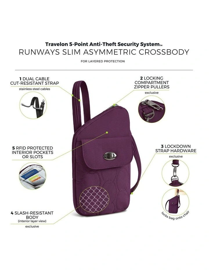 Runways Anti-Theft Slim Asymmetric Crossbody Bag in Plum image 7