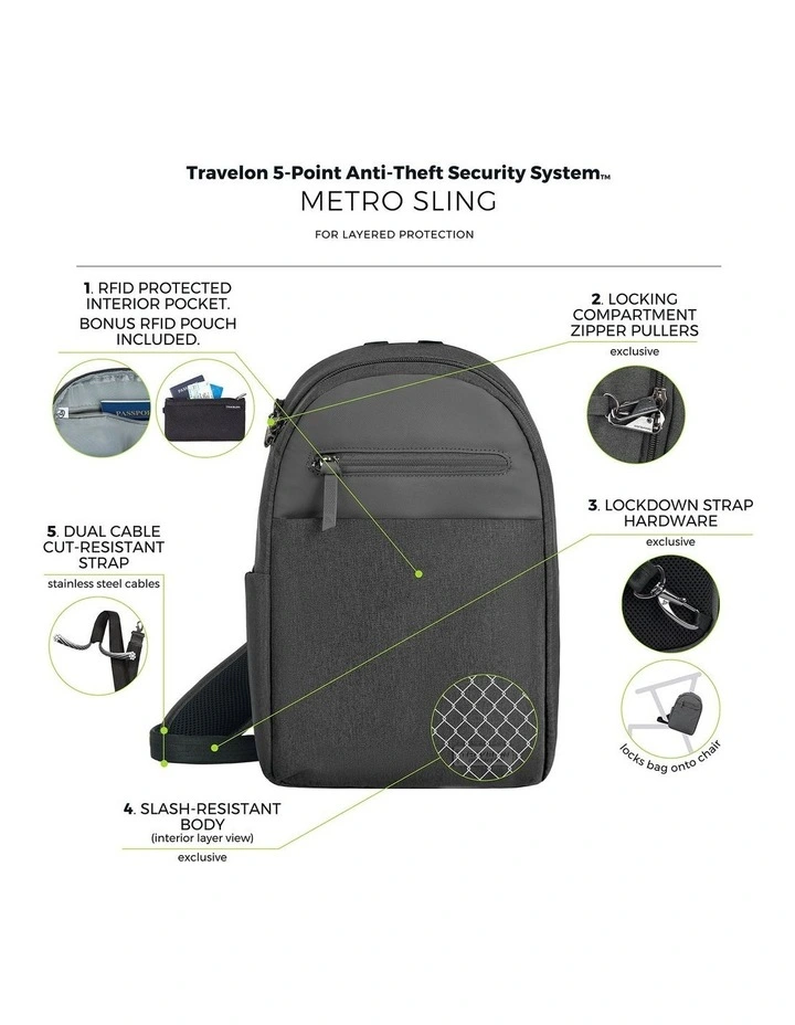 Metro Anti-Theft Tablet Sling Bag in Gray Heather image 7