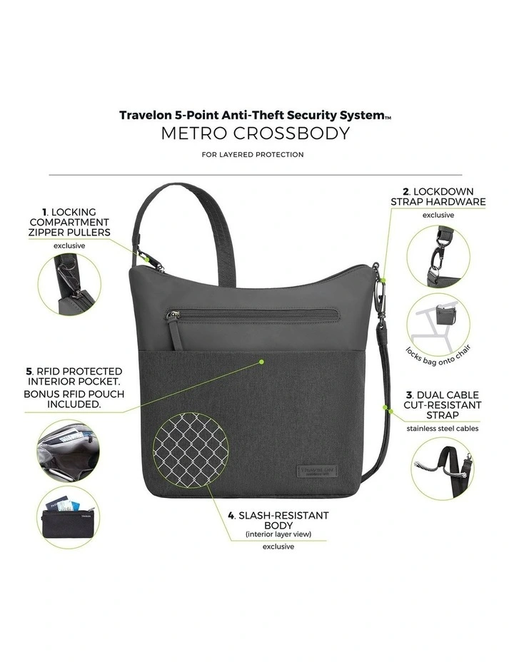 Metro Anti-Theft Crossbody Bag in Gray Heather image 7